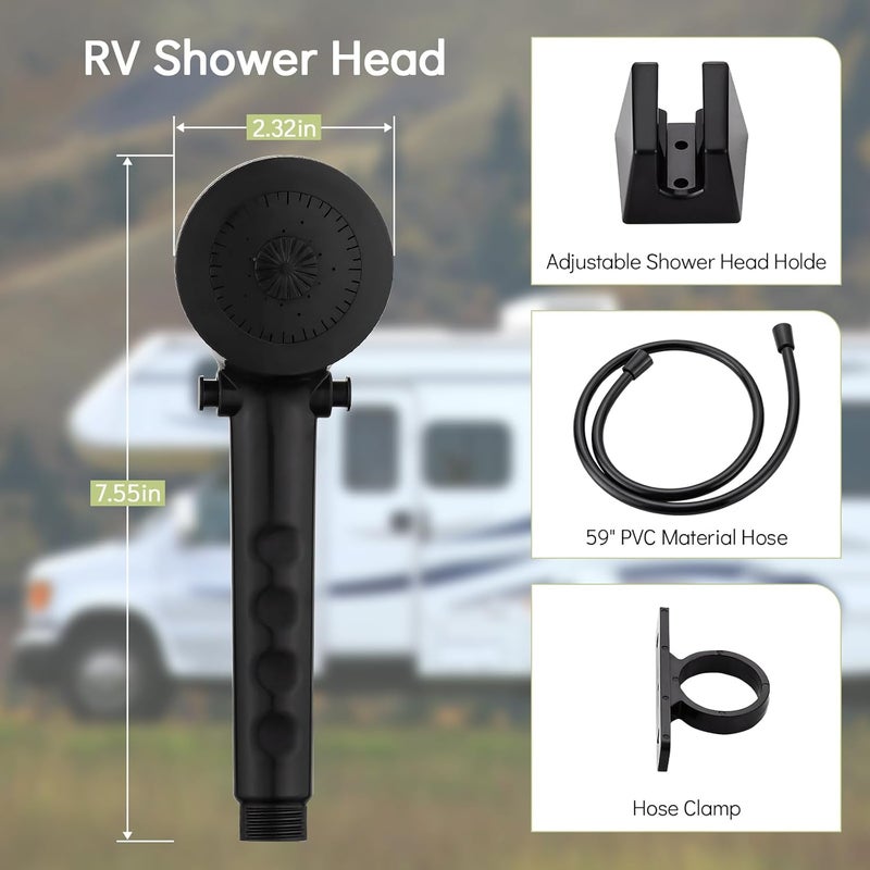 gcbcrit RV Shower Faucet with Hose and Head, RV Outdoor Shower Kits, RV Tub Faucet with Shower Diverter Outdoor Shower Kit Fits for RV/Campers,Travel Trailer,Motorhome (Bathtub Faucet Kit, Black) - Image 2